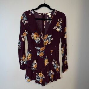 F21 Plum Floral Romper